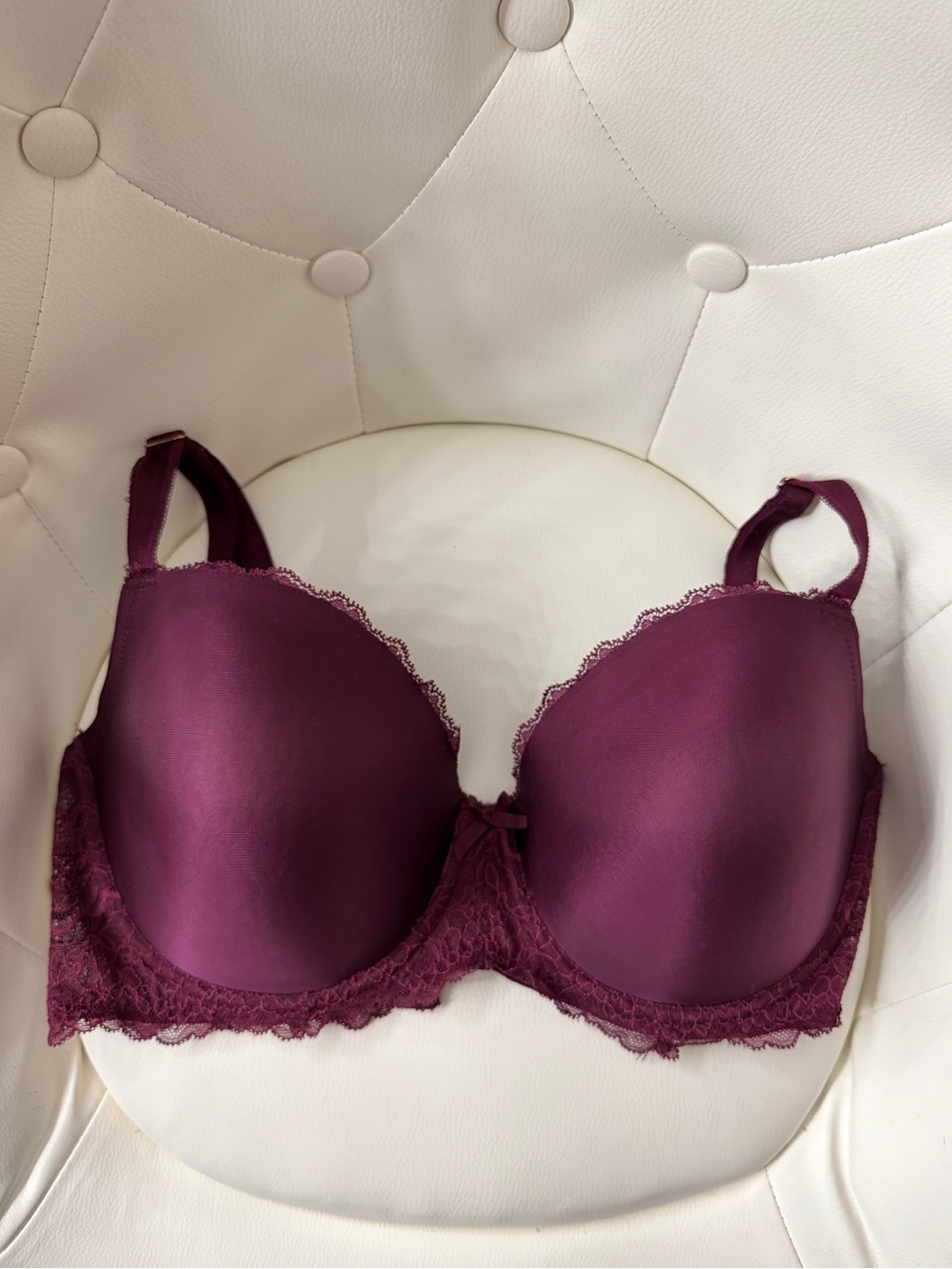 Victoria's Secret Dream Angels Demi Lined Bra Lace-Trim Plum Burgundy